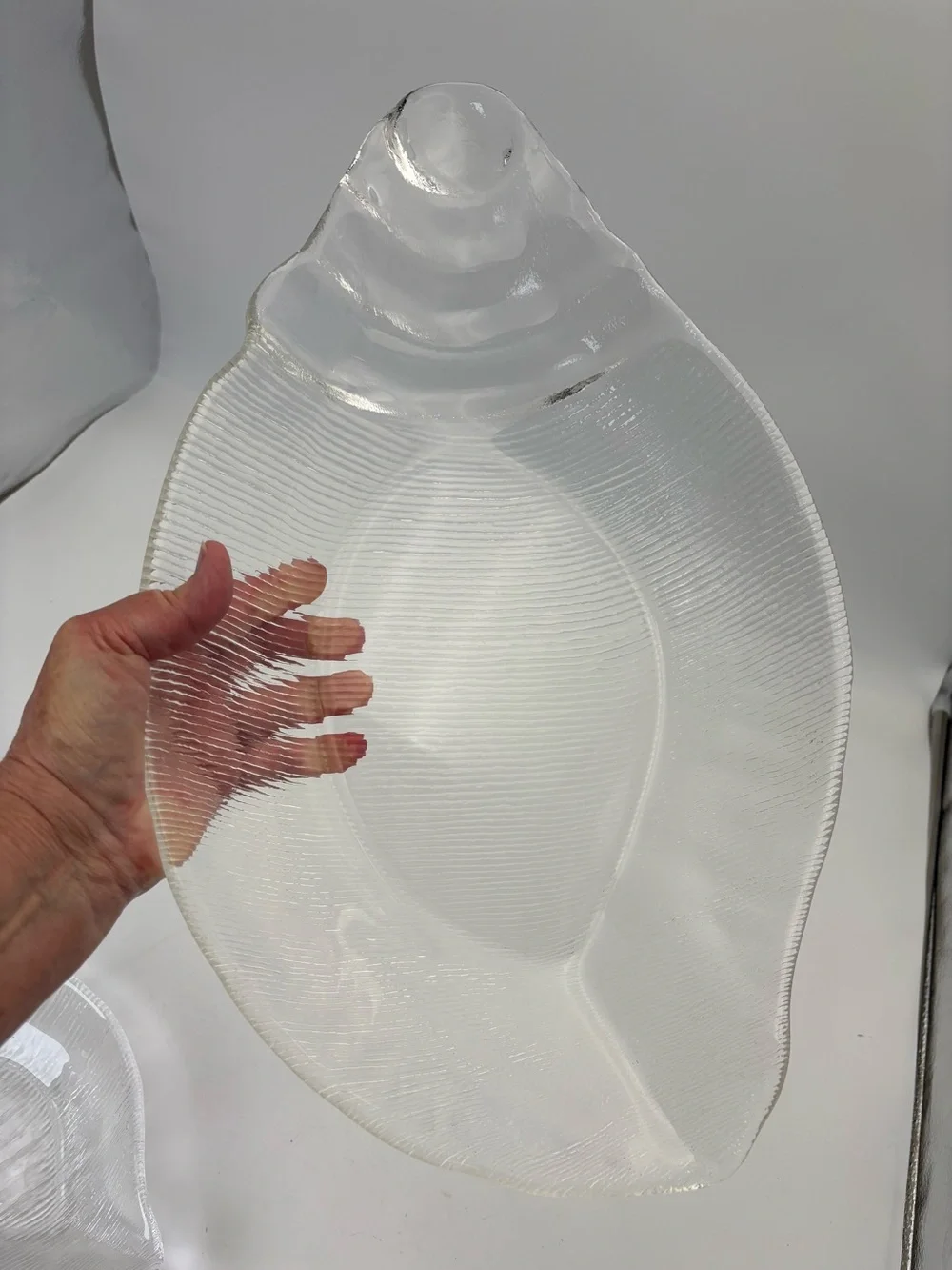 Italian Coastal Vintage Glass Shell-Shaped Serving Dishes - Heavy and Textured